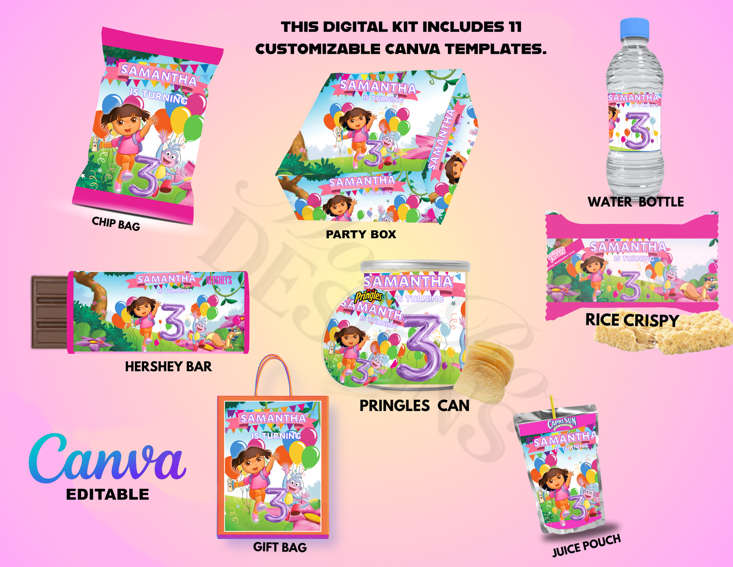 DORA-INSPIRED PARTY FAVOR CANVA EDITABLE TEMPLATES